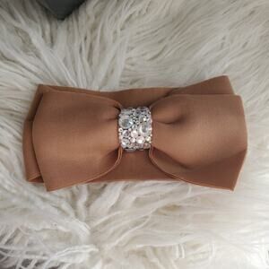 Bling Puff Tan Bow Headband Hair Accesory